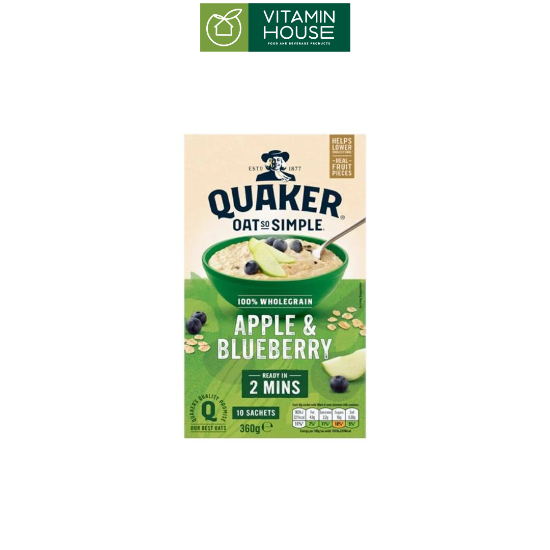 Cháo Yến Mạch Táo - Việt Quất Quaker Hộp 360g (10 Gói)