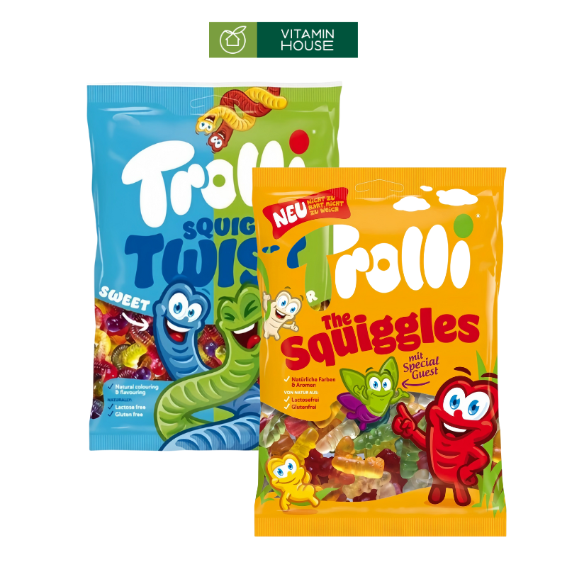 Bịch Kẹo Dẻo Trolli Squiggles Đức Niềm Vui Rực Rỡ Trong Mỗi Miếng