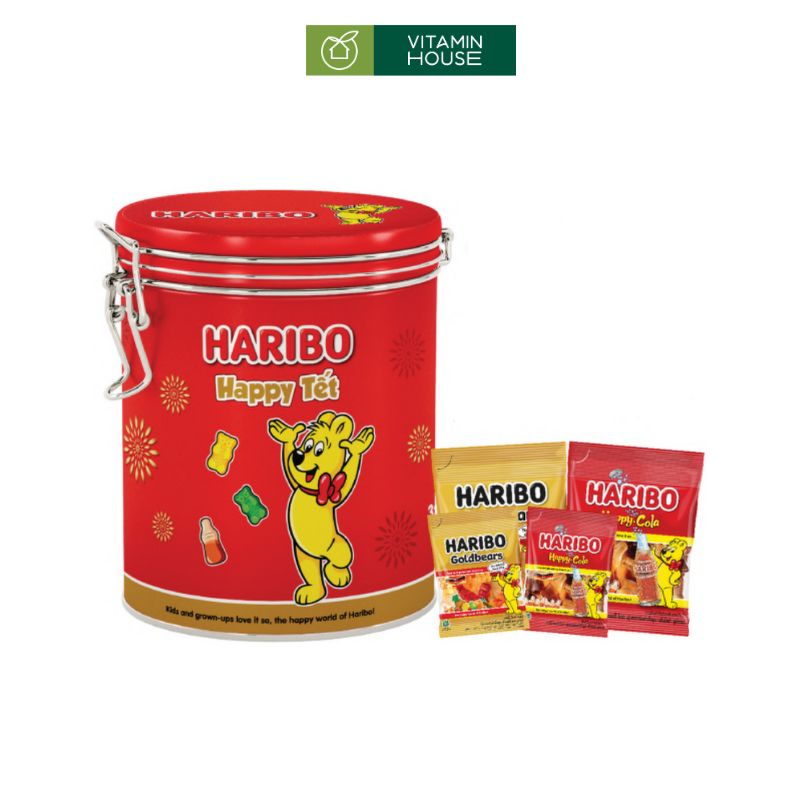 Kẹo Dẻo Haribo Happy Tết Hộp Thiếc 98g Ngọt Ngào Chào Xuân