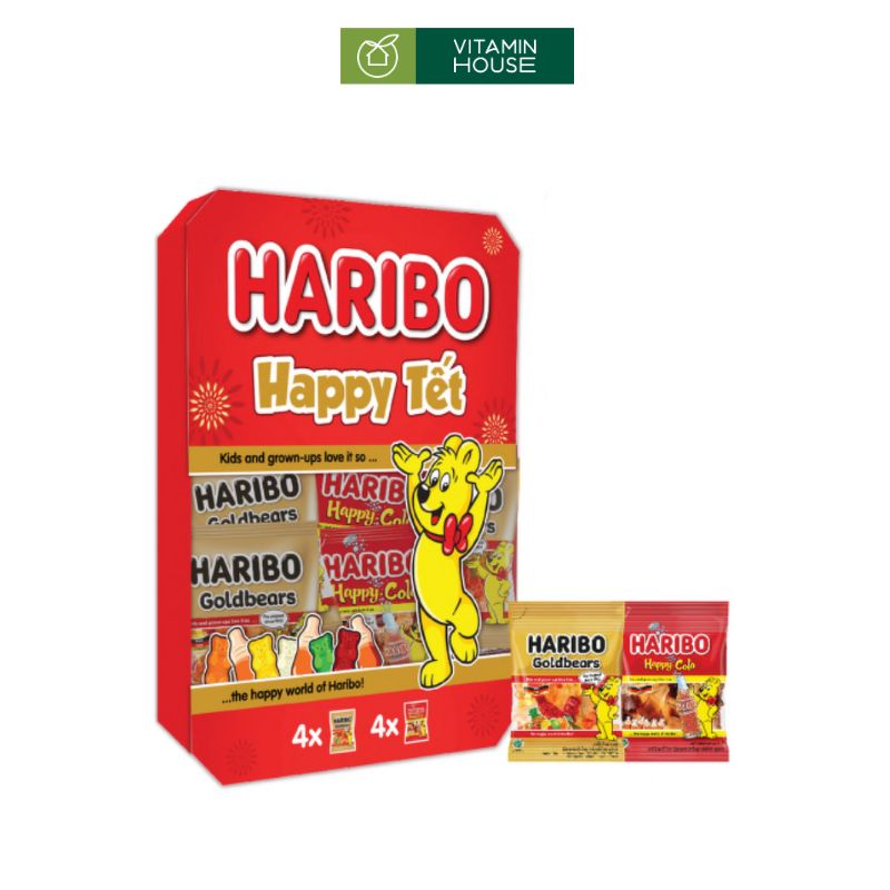 Kẹo Dẻo Haribo Happy Tết Hộp Giấy 96g Ngọt Ngào Vui Vẻ Mùa Tết