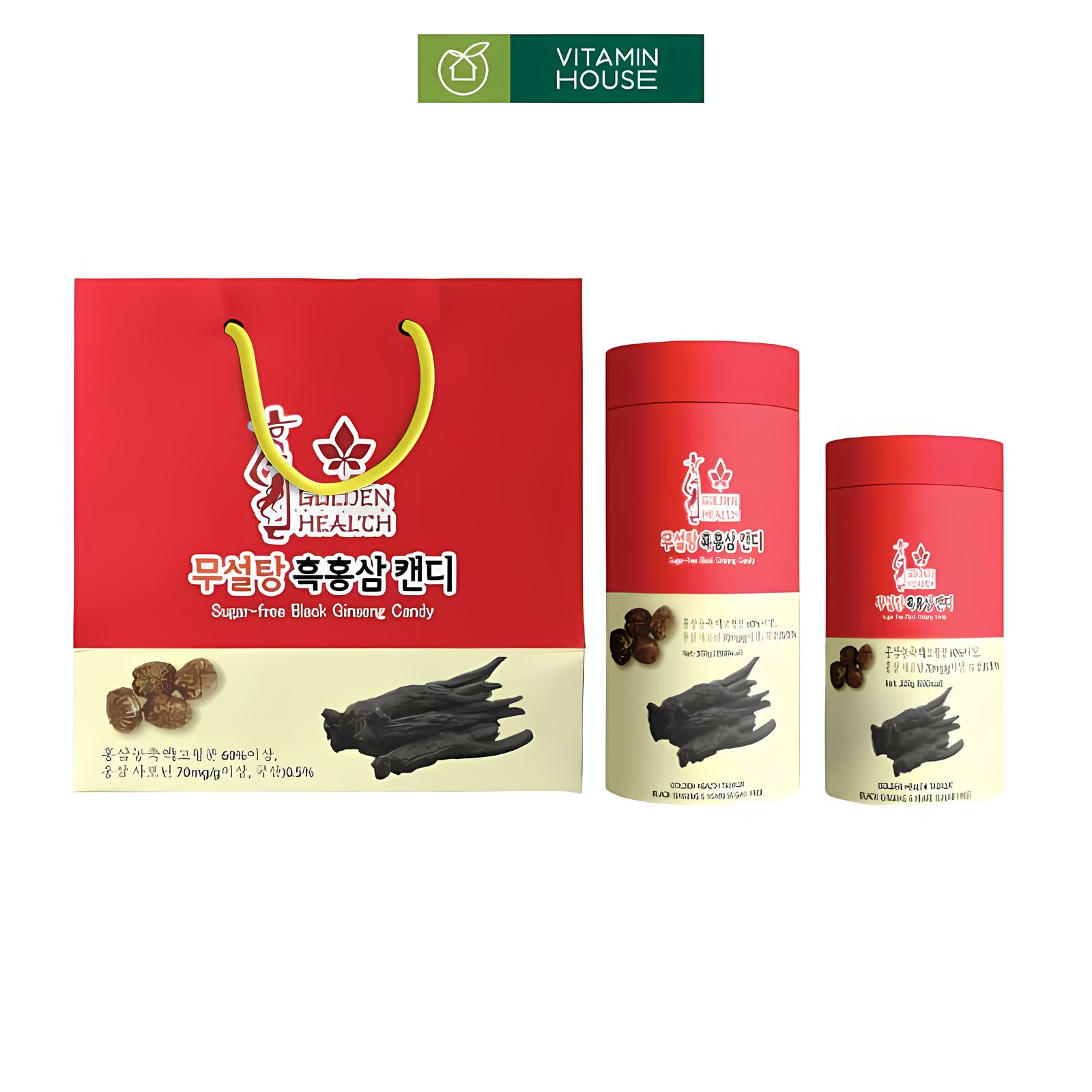 Kẹo Sâm Không Đường Golden Health HQ Hộp - Lon Giấy 200g