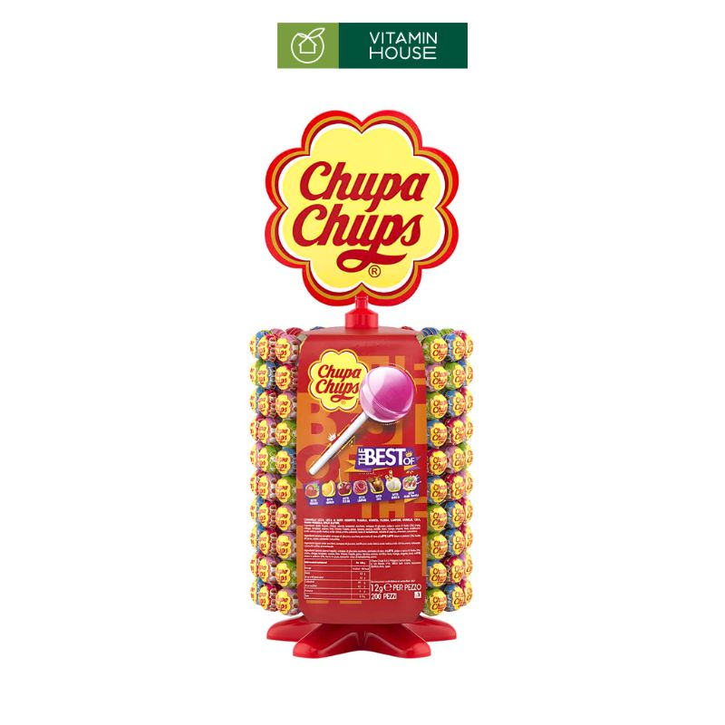 Tháp Kẹo Chupa Chups Đức 200 Cây Đa Dạng Hương Vị