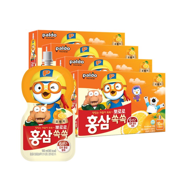 Thùng 10 Túi Nước Hồng Sâm Pororo 100ml (36M+)