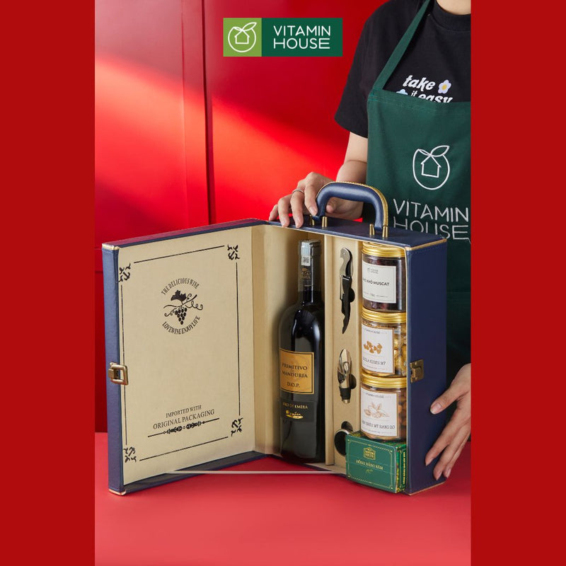 Hộp Quà Tết Wine Box 1 - Quà Tết Ý Nghĩa Cho Mọi Nhà