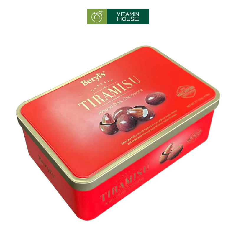 Hộp Chocolate Tiramisu Beryls Hạnh Nhân 135g - Hộp Thiếc