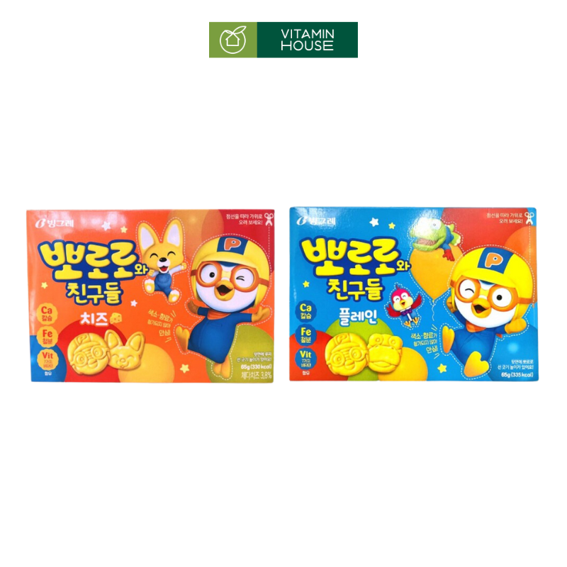 Bánh Quy Pororo HQ Hộp 65g (Phô Mai,Sữa)