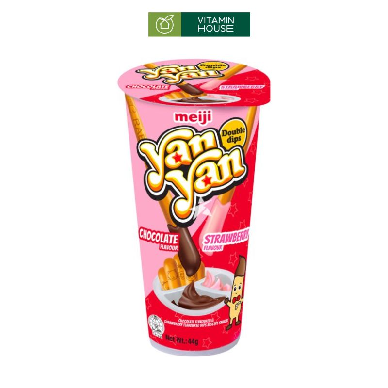 Bánh Que Chấm 2 Vị Chocolate & Dâu Yan Yan Singapore Hộp 44g (Hồng)