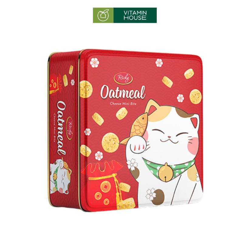 Bánh Quy Yến Mạch Phô Mai Richy Oatmeal VN Hộp Hình Mèo 350g