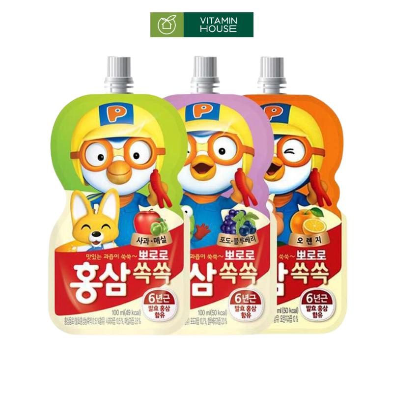 Nước Hồng Sâm Pororo HQ Gói 100ml (36M+)