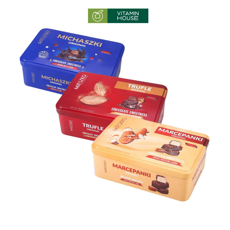 Hộp Chocolate Mieszko 220g (Đỏ/Xanh/Vàng)