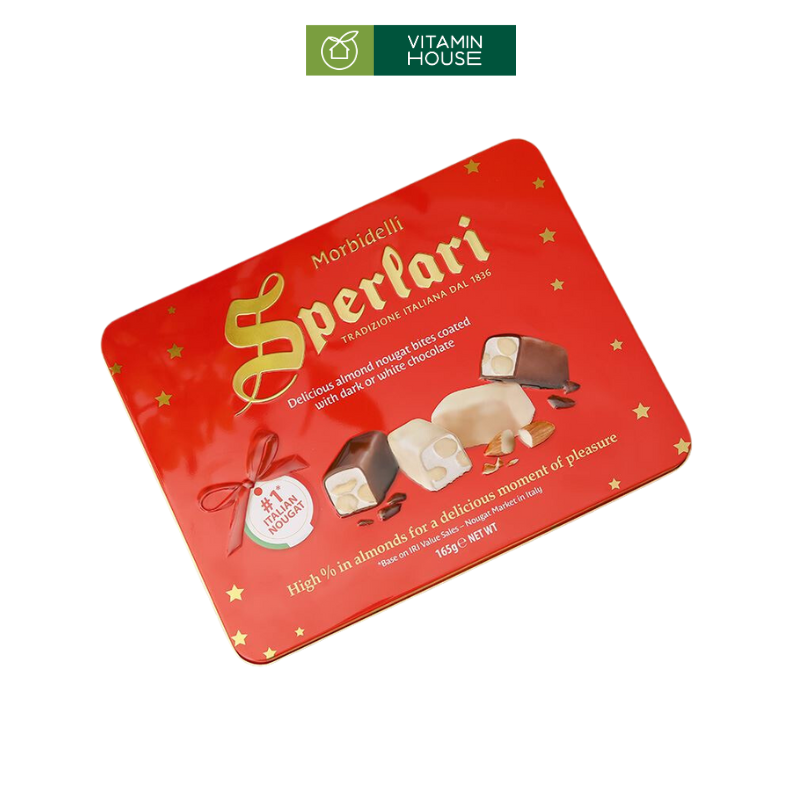 Hộp Sô Cô La Đen Và Trắng Nhân Nougat Sperlari 165G