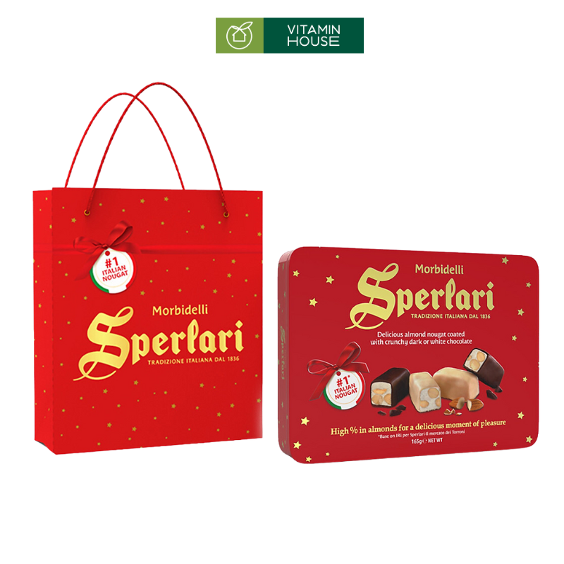 Hộp Sô Cô La Đen Và Trắng Nhân Nougat Sperlari 165G