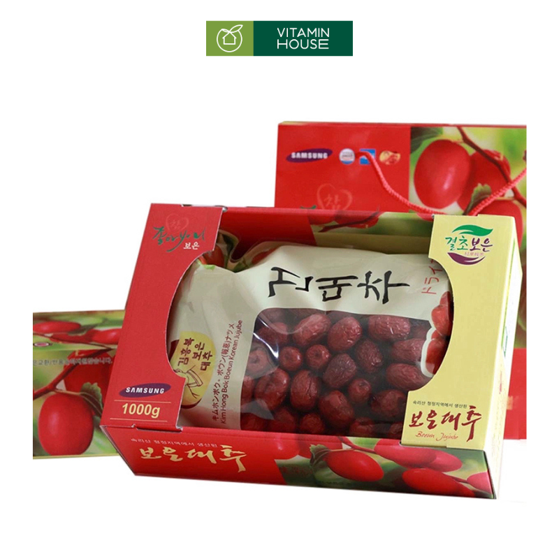 Táo Đỏ Sấy Khô Hàn Quốc 1 Kg (Kèm Hộp Giấy)