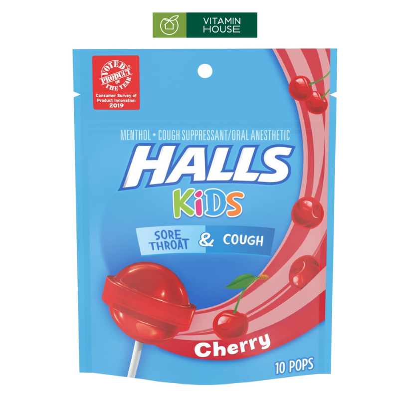 Kẹo Mút Halls Kids Cherry 10Pops (Bịch)