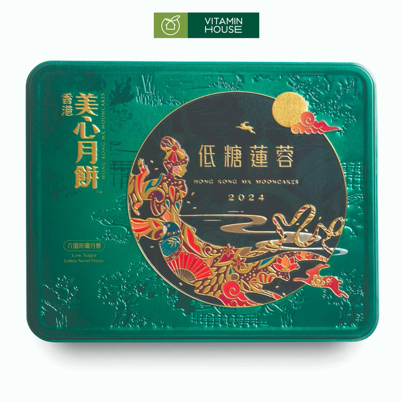 Bánh Trung Thu Nhập Khẩu Meixin HongKong Hạt Sen 2 Trứng Ít Đường (90g x 6cái/hộp)