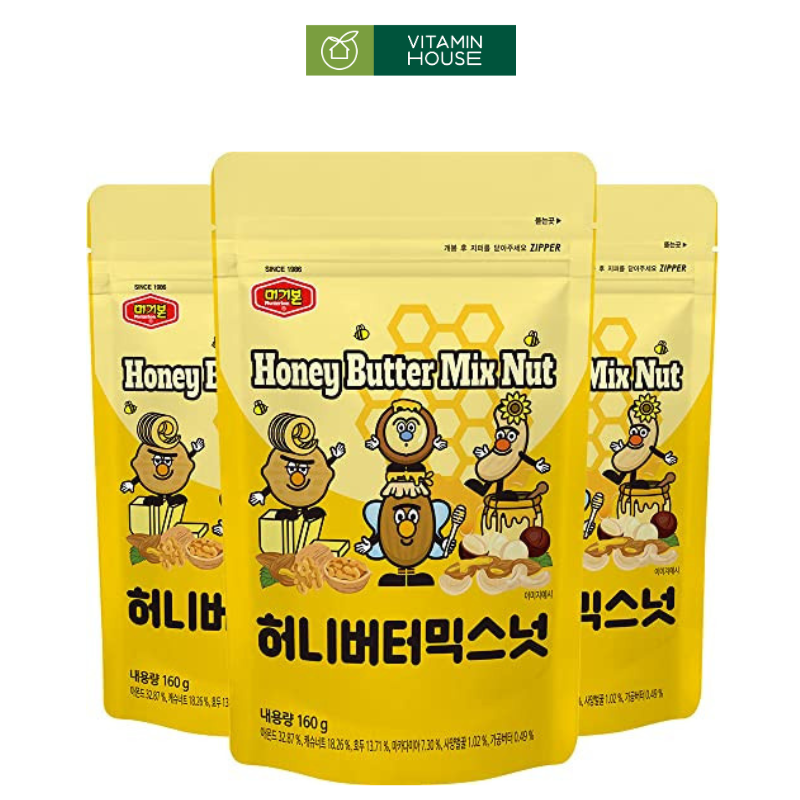 Hạt Tổng Hợp Tẩm Bơ Mật Ong Mix Nut HQ Gói 160g