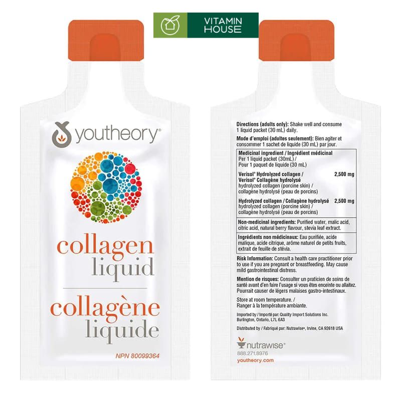 Collagen Dạng Nước Youtheory Mỹ Gói 30ml Cải Thiện Làn Da Hiệu Quả