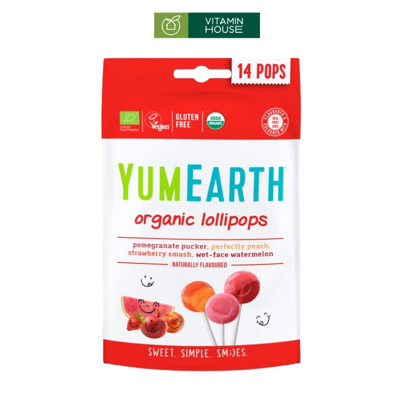 Kẹo Mút Trái Cây Hữu Cơ Yumearth Organic Lollipops Mỹ Ngọt Ngào Tinh Khiết