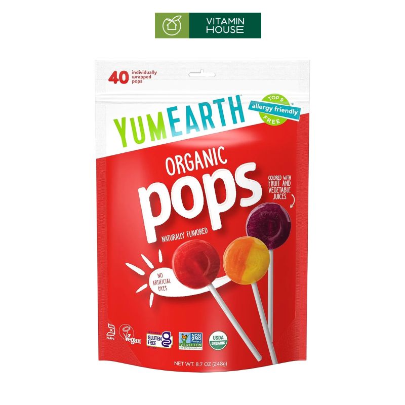 Kẹo Mút Trái Cây Hữu Cơ Yumearth Organic Lollipops Mỹ Ngọt Ngào Tinh Khiết