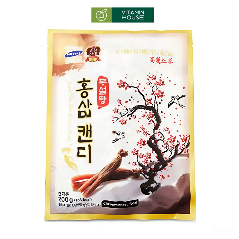 Gói Kẹo Hồng Sâm Không Đường 200g